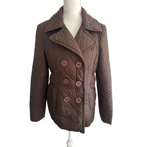 JONES NEW YORK Brown Double Breasted Coat Jacket Size Medium